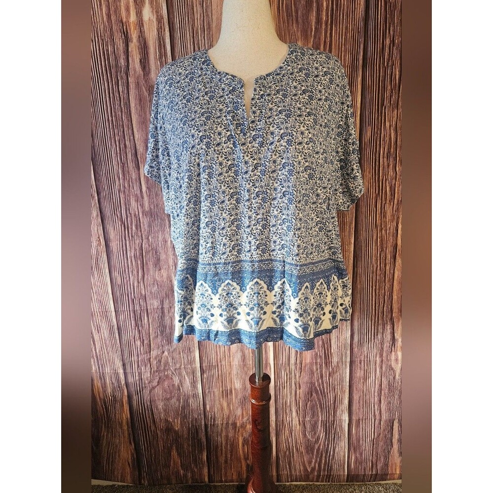 Lucky Brand Mixed Print Knit Tee Plus Size 3X